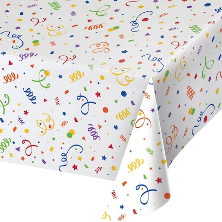 Creative Converting Confetti Plastic Tablecloth, 108"x54", 6PK 346630